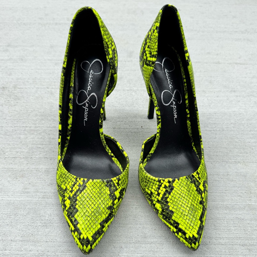 Neon Yellow/Green Snakeskin Stiletto Heels